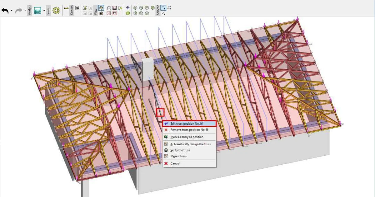 TRUSS4 Truss 3D — rácsostartók a tetőszerkezet 3D modelljében